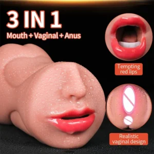 3-in-1 künstliche Vagina, männlicher Masturbator, Tasse, realistische vaginale echte orale Vagina, Anal-Silikon-Arsch, Sexspielzeug für Männer, Masturbation